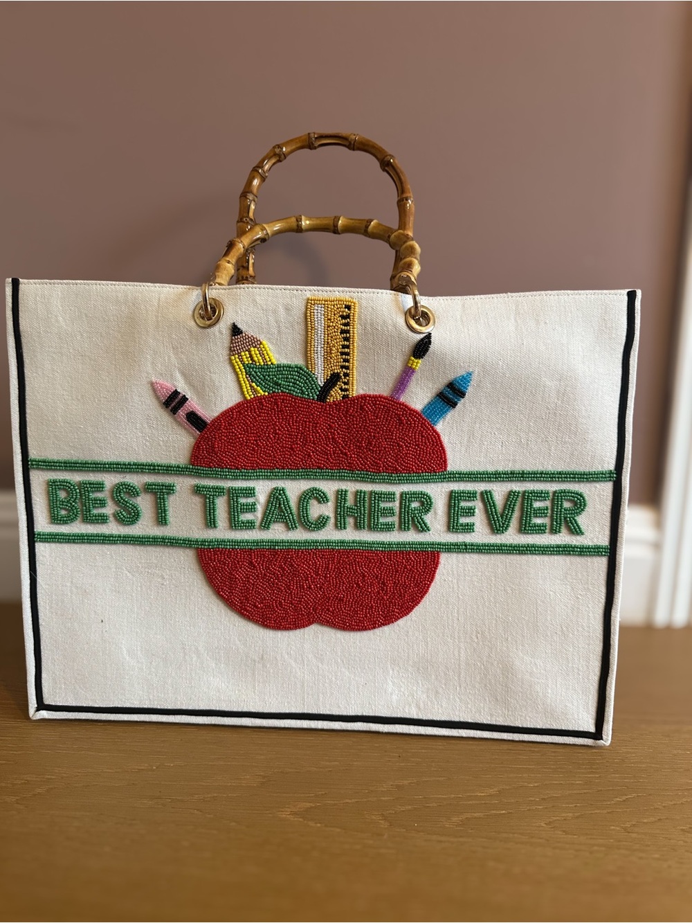 NEVER USED ❤️ Beaded Canvas Tote